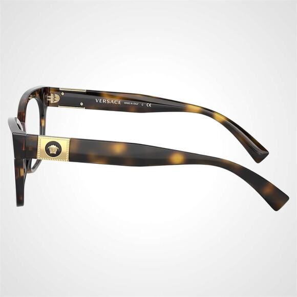 New VERSACE Eyeglasses Brown Cat Eye 53-18-140mm Gold Medusa Versace - Picture 3 of 6